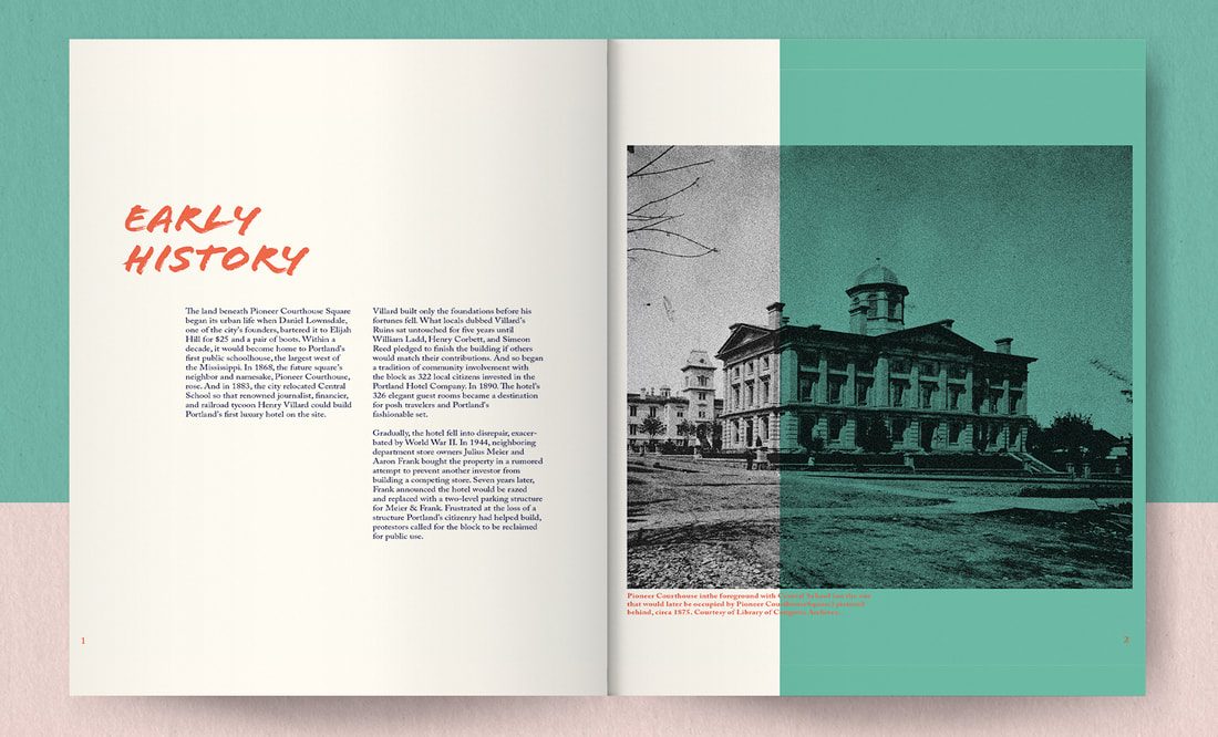 Interior spread with layered photography and clear heading hierarchy